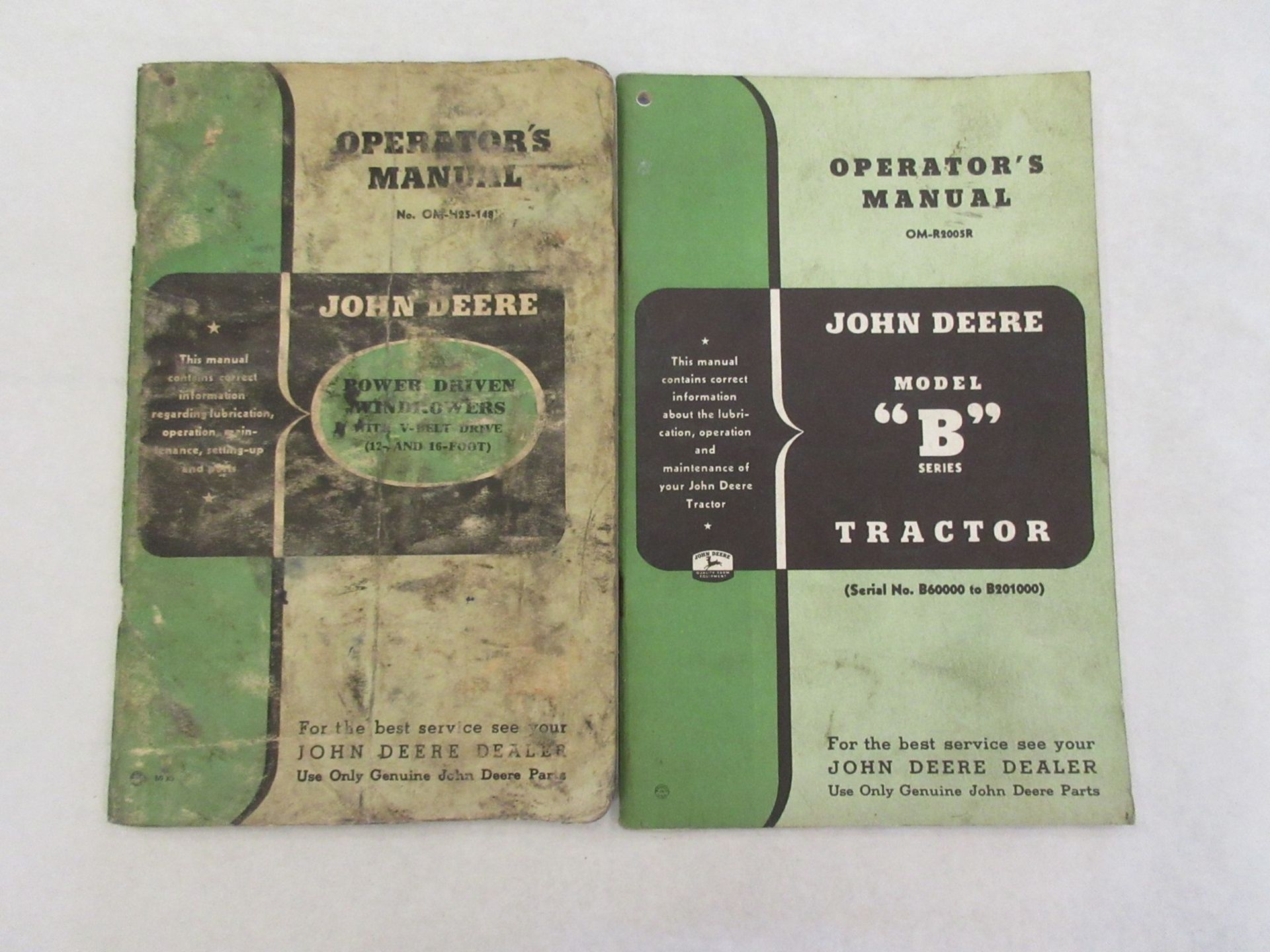 John Deere Model B tractor manual and power driven windrower manual