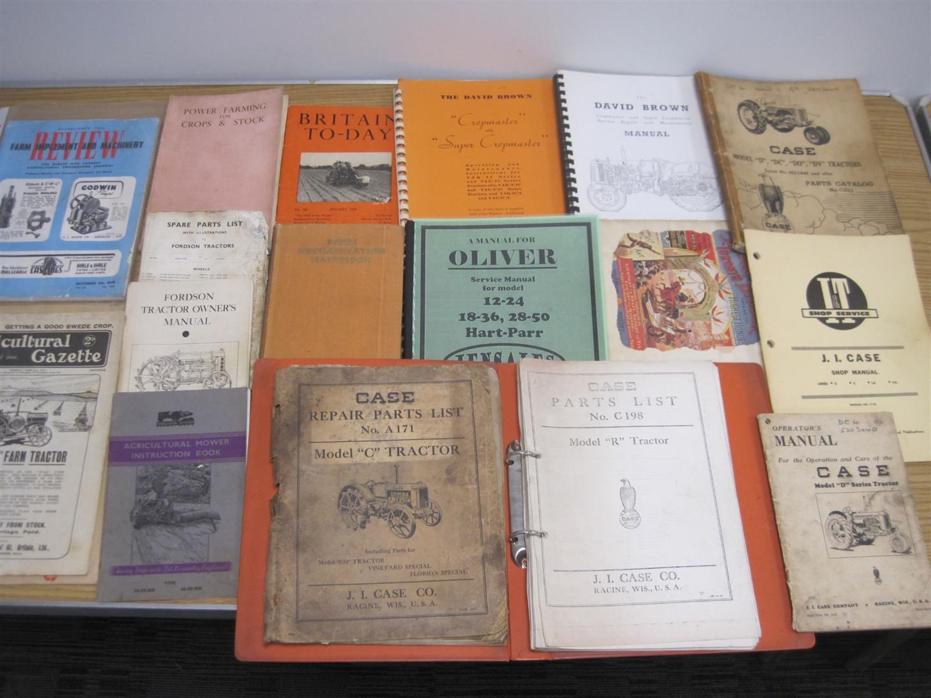 Various tractor manuals (original and copy) David Brown, Fordson, Oliver, Case etc t/w related