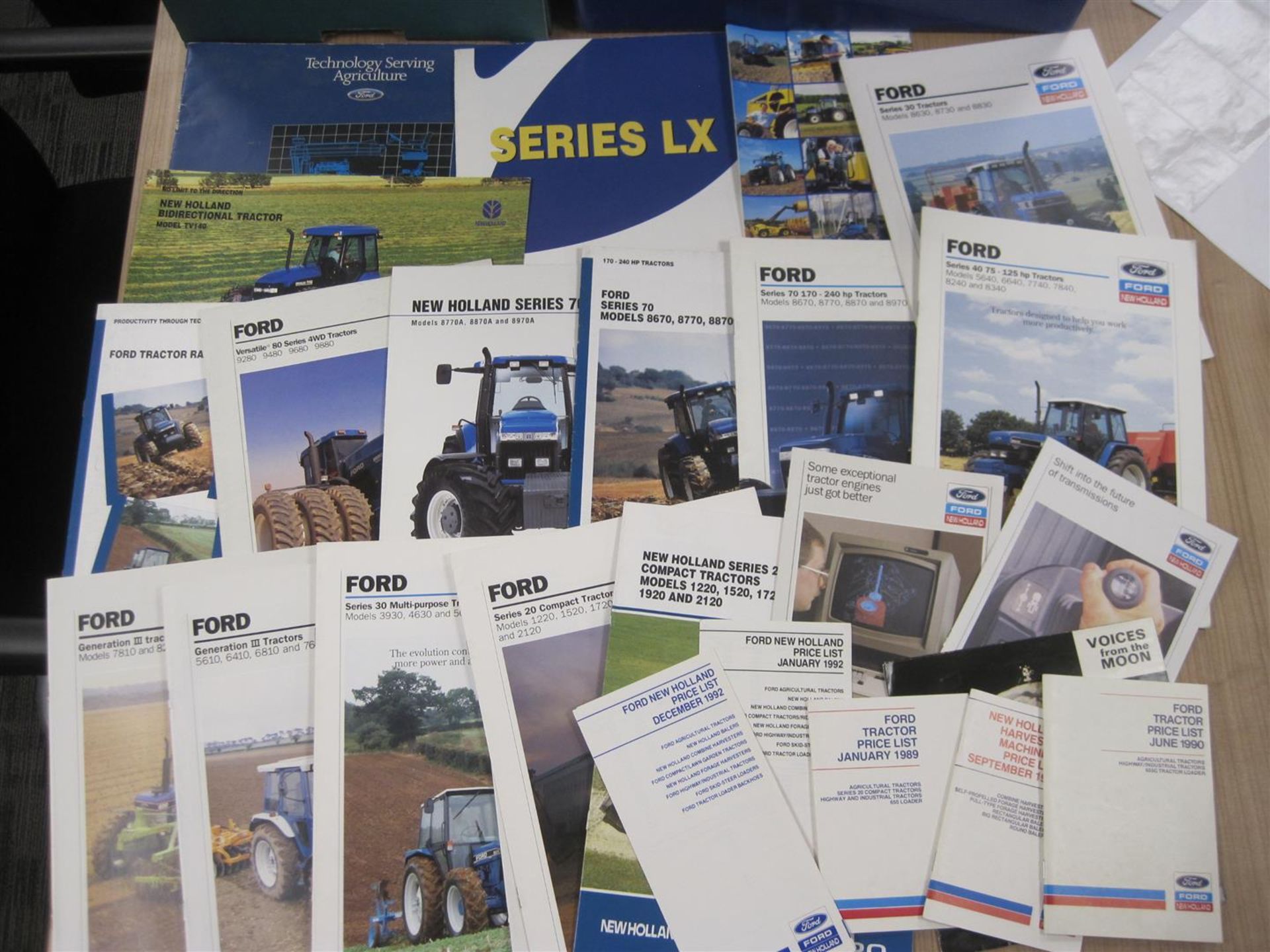 Ford and New Holland 1990s tractor brochures and flyers t/w price lists