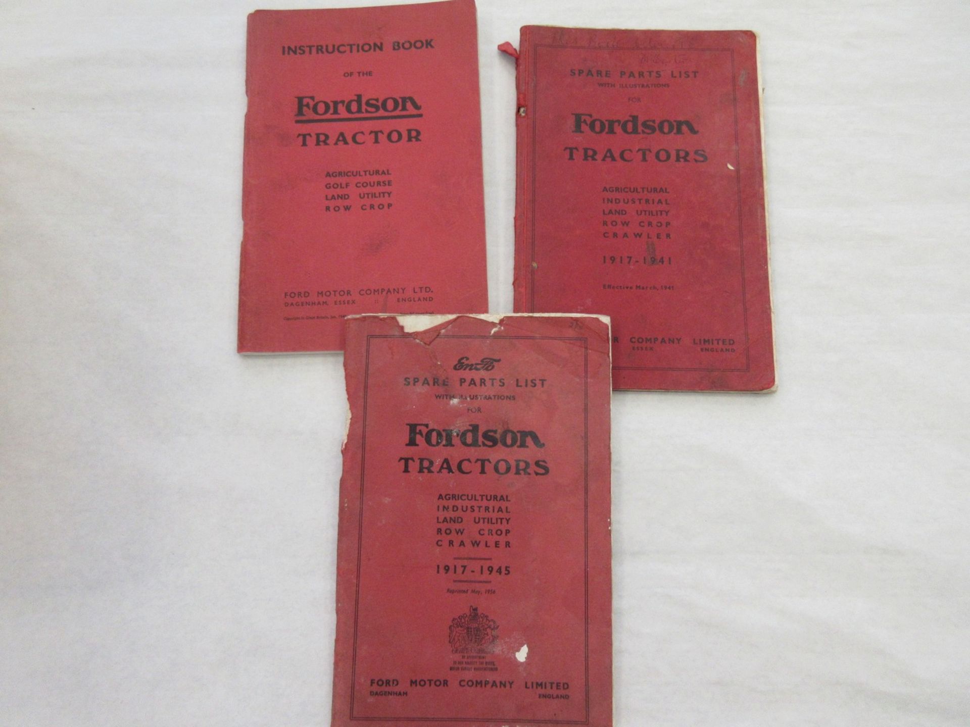 Fordson tractor instruction book, spare parts list etc (3)