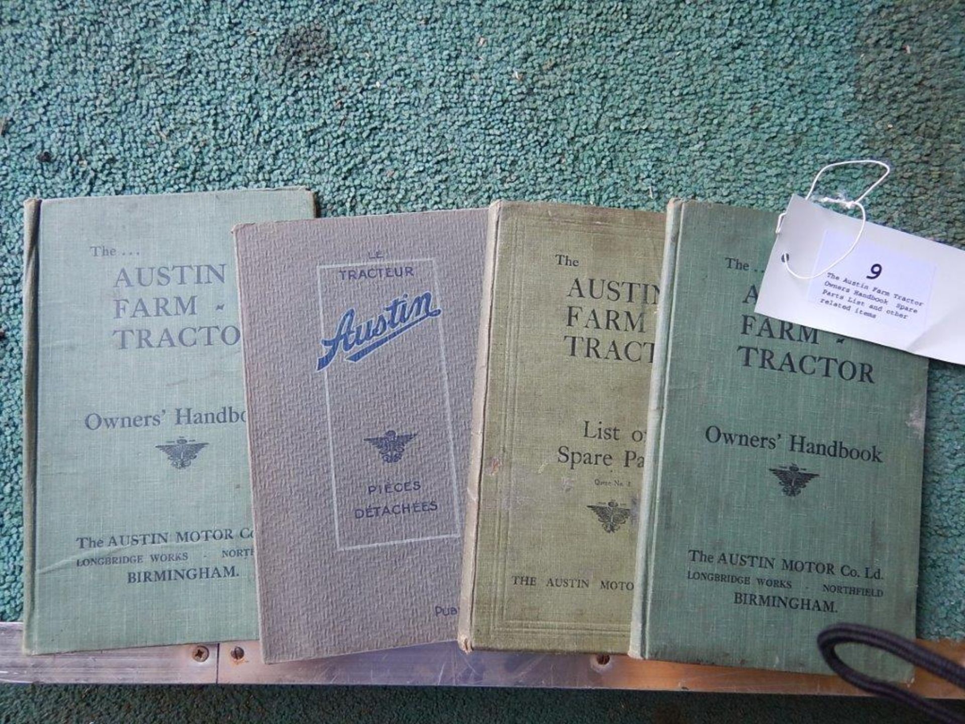 The Austin Farm Tractor Owners Handbook, Spare Parts List and other related items