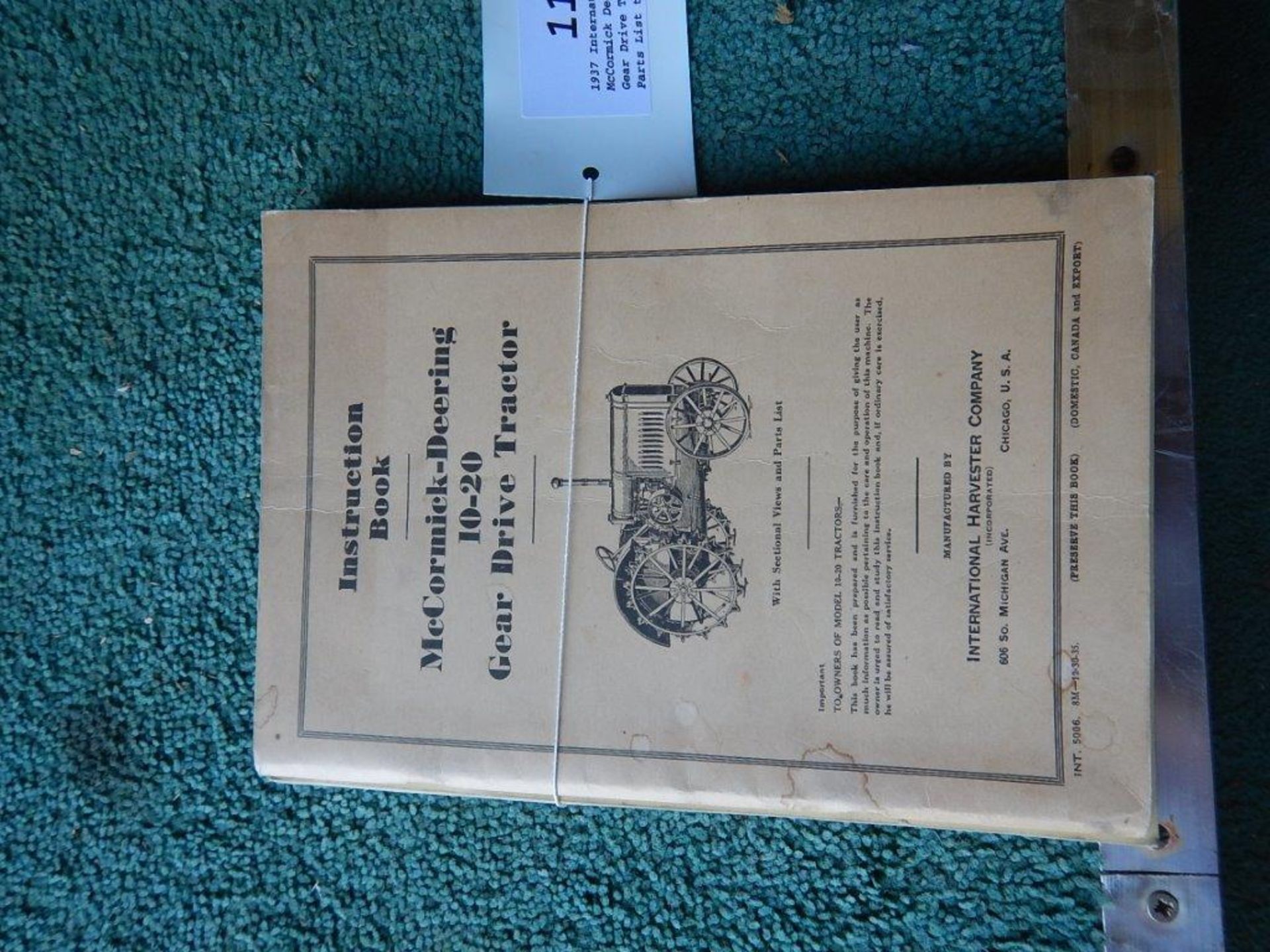 1937 International McCormick Deering 10-20 Gear Drive Tractor Parts List t/w another