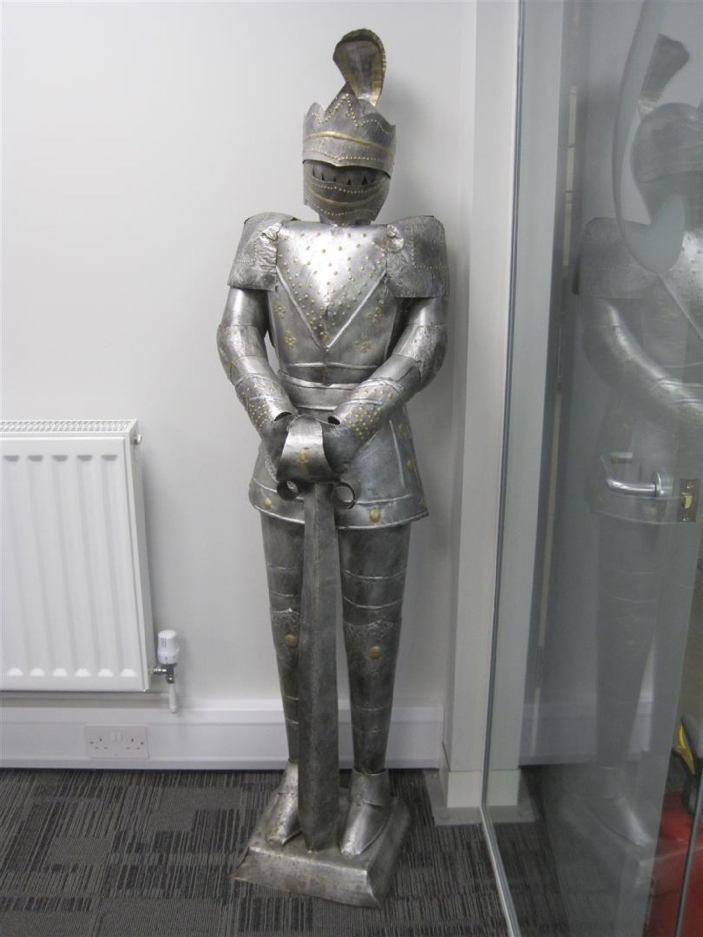 Display suit of armour of metal sheet construction (modern) (66ins tall)