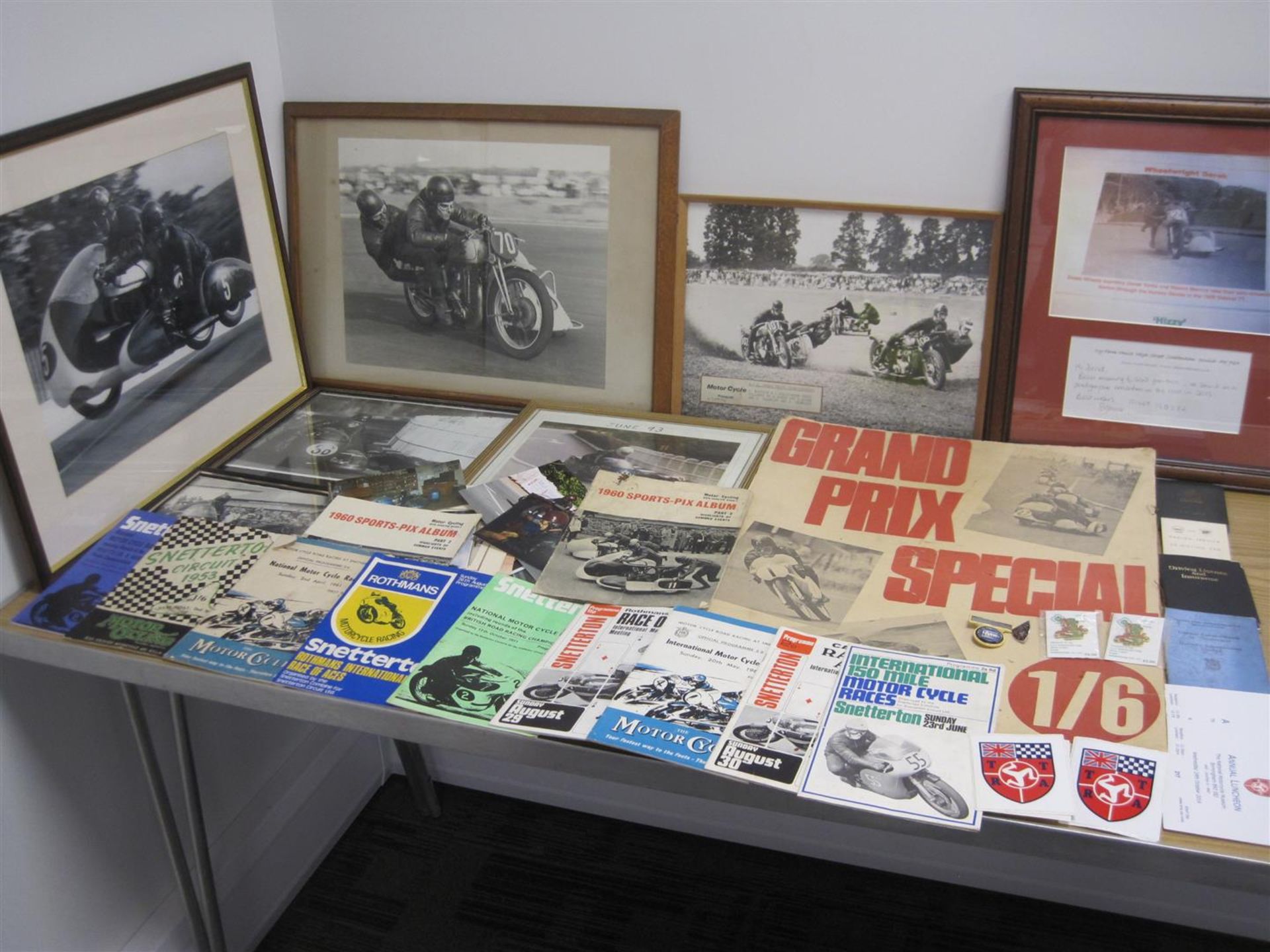 Derek Yorke, Grasstrack and Road sidecar racing, a qty of framed and glazed images, newspaper