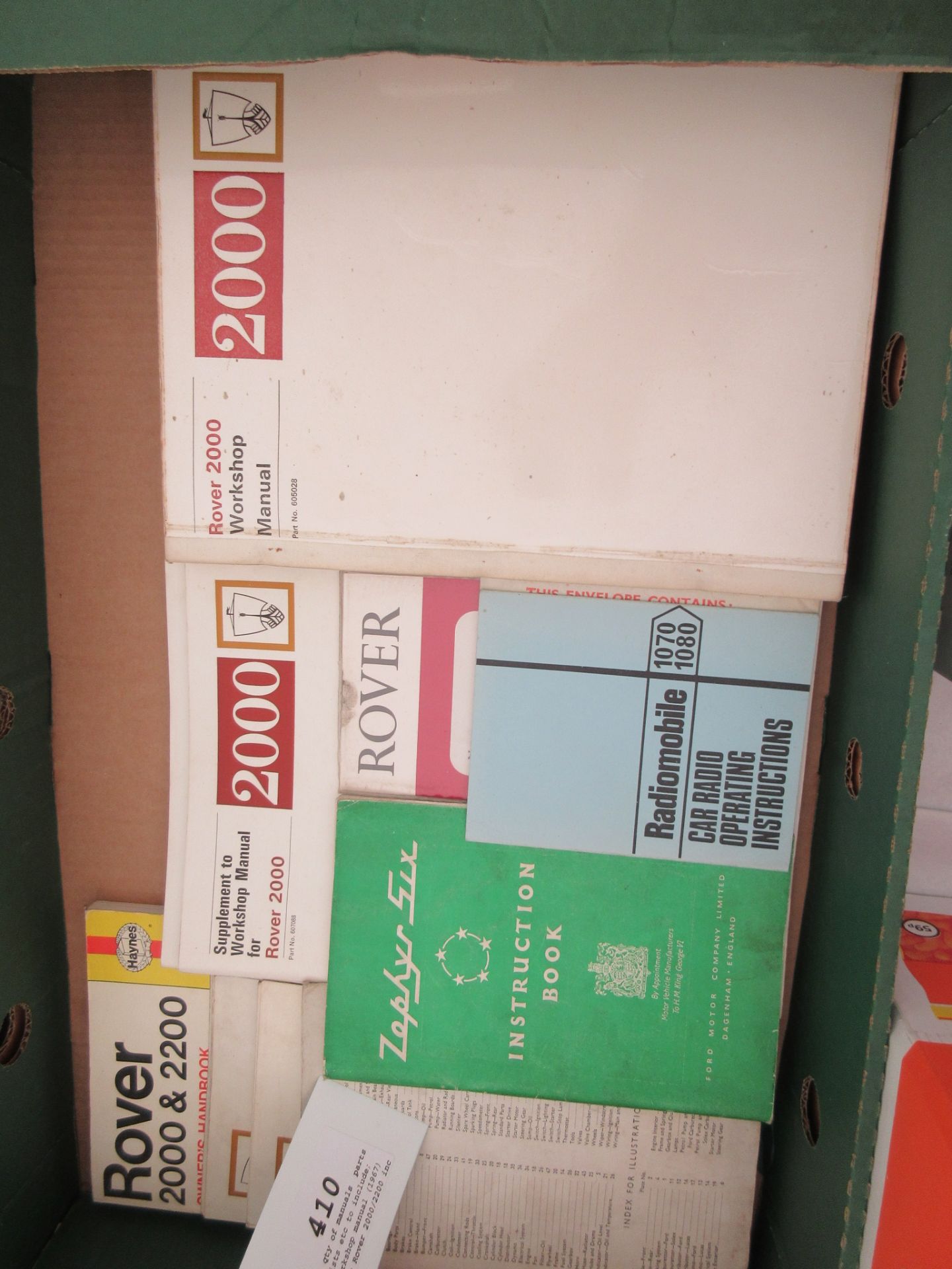A qty of manuals, parts lists etc to include; Workshop manual (1967) for Rover 2000/2200 inc