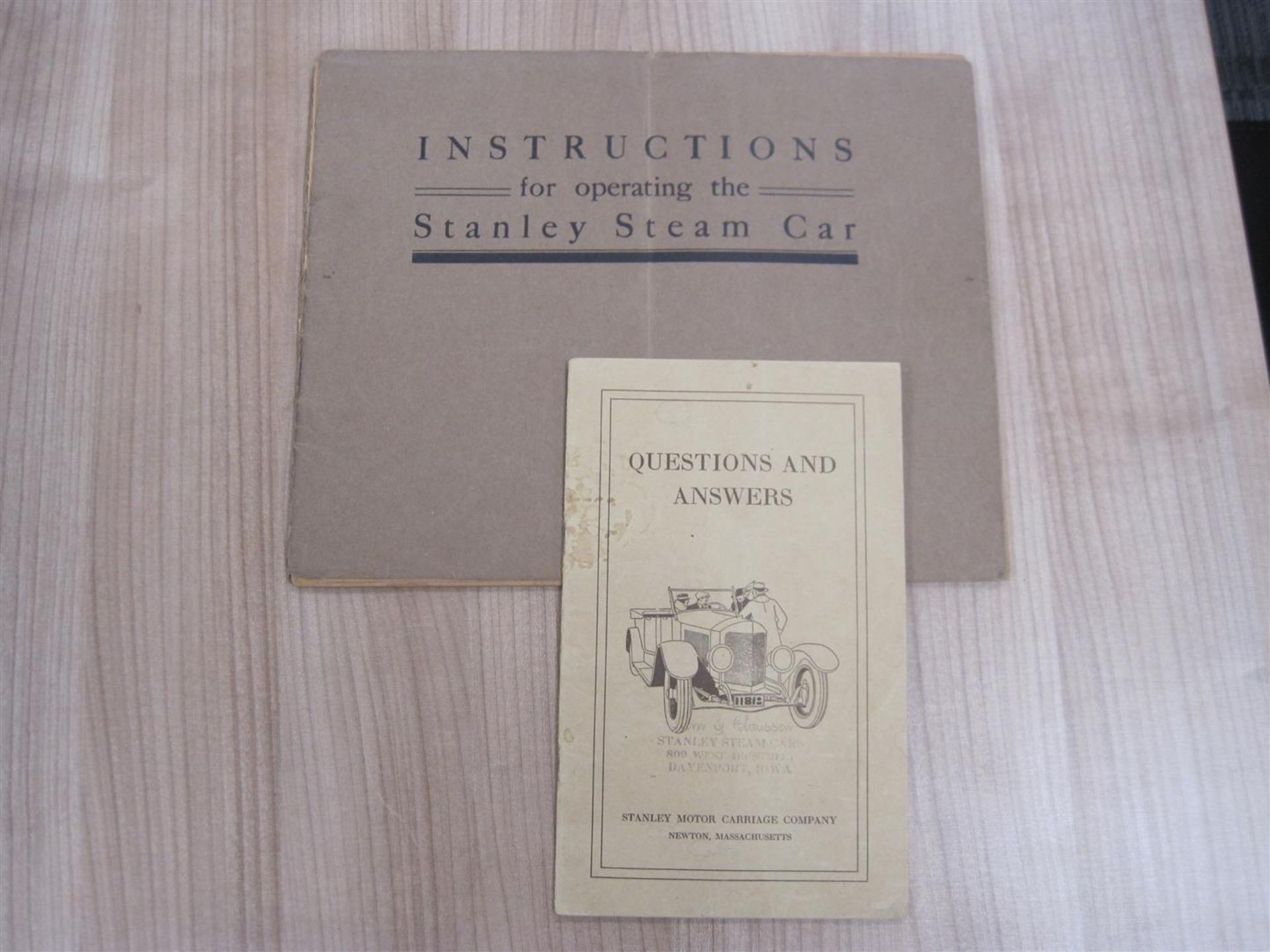 Instructions for operating the Stanley Steam Car (1911 26pp) t/w Questions & Answers (20pp)