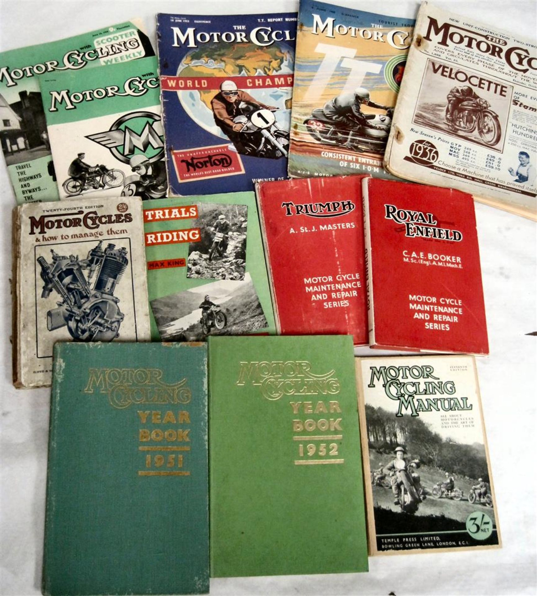 The Motor-Cycle TT numbers for 1950 & 1953 etc t/w 7 period volumes from Motor-Cycling etc