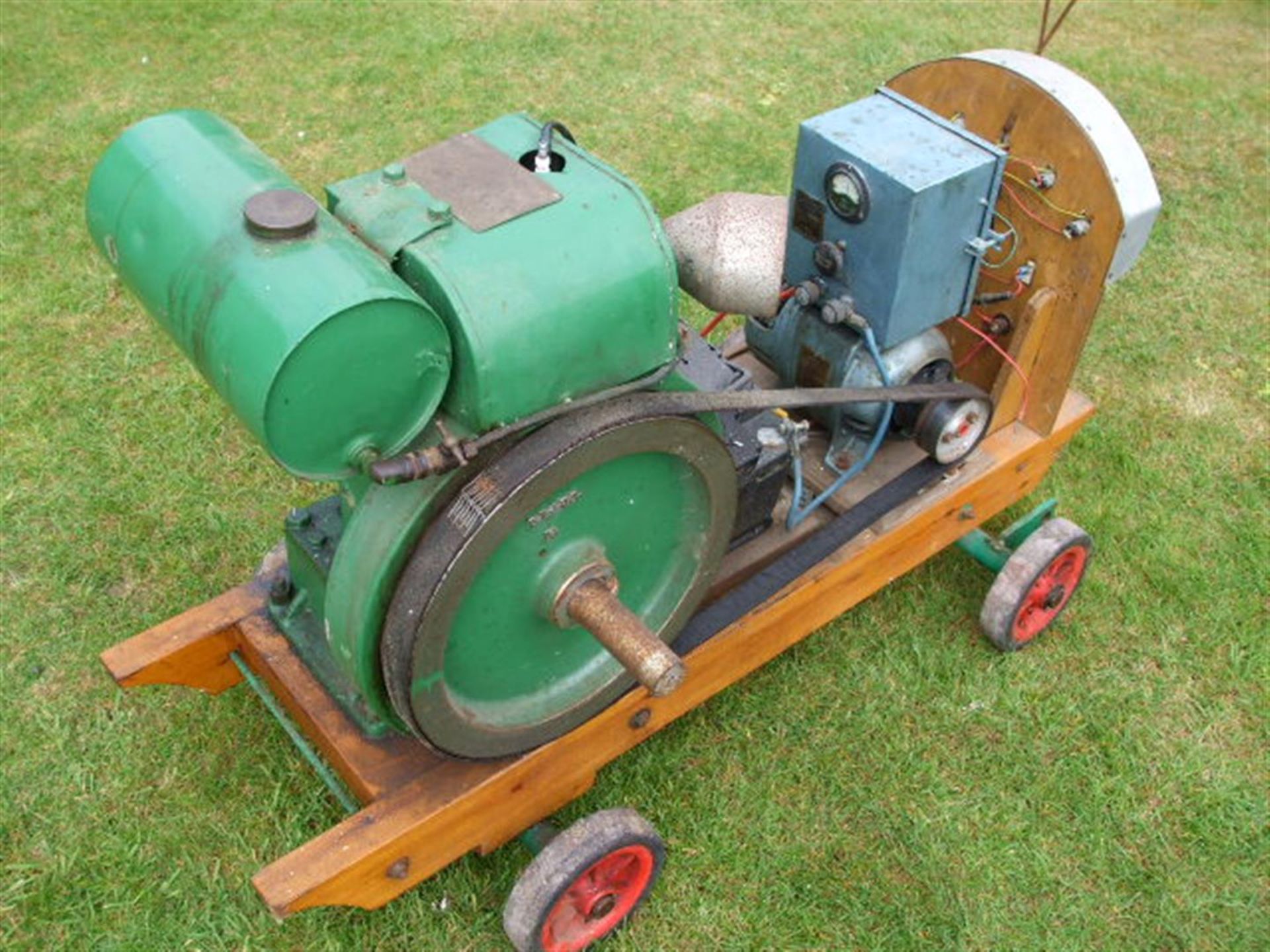 Petter Type A stationary engine No. 344415 trolley mounted along with a generator and lighting