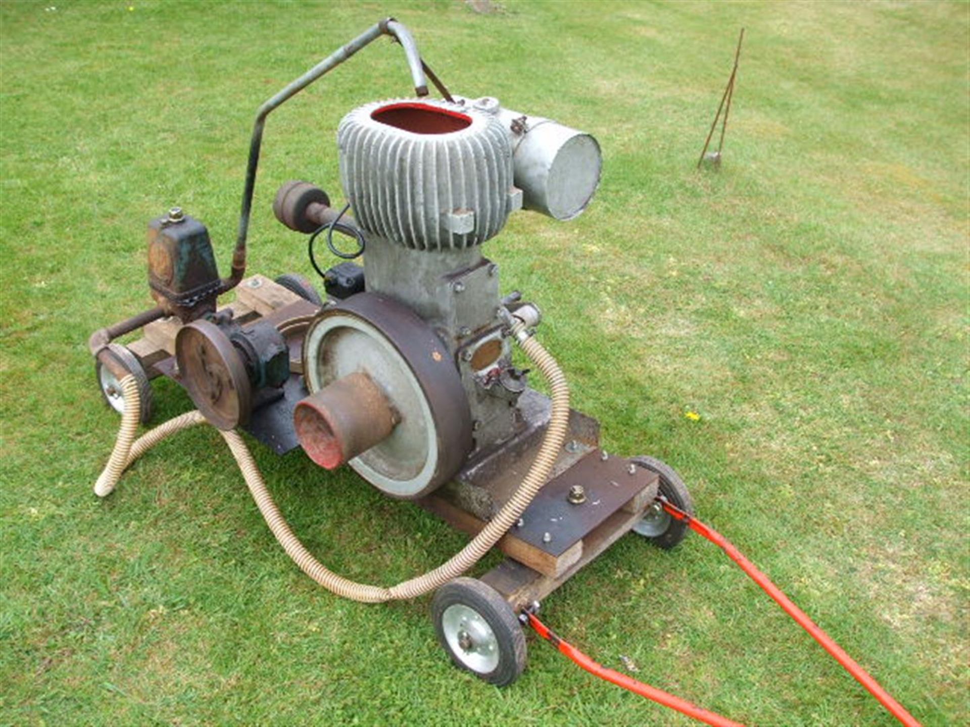 Wolseley WDII stationary engine No. 13978 c/w Argosy water pump, trolley mounted