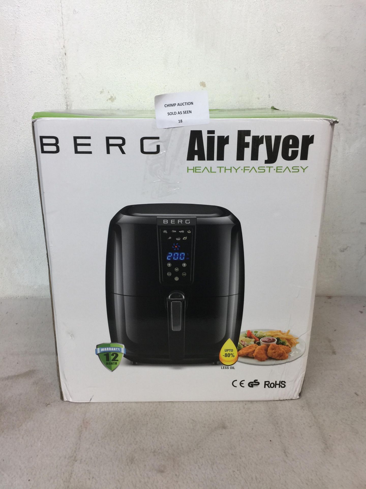 BERG 1800W 5 Litre XXL Health Air Fryer - RRP £229.99