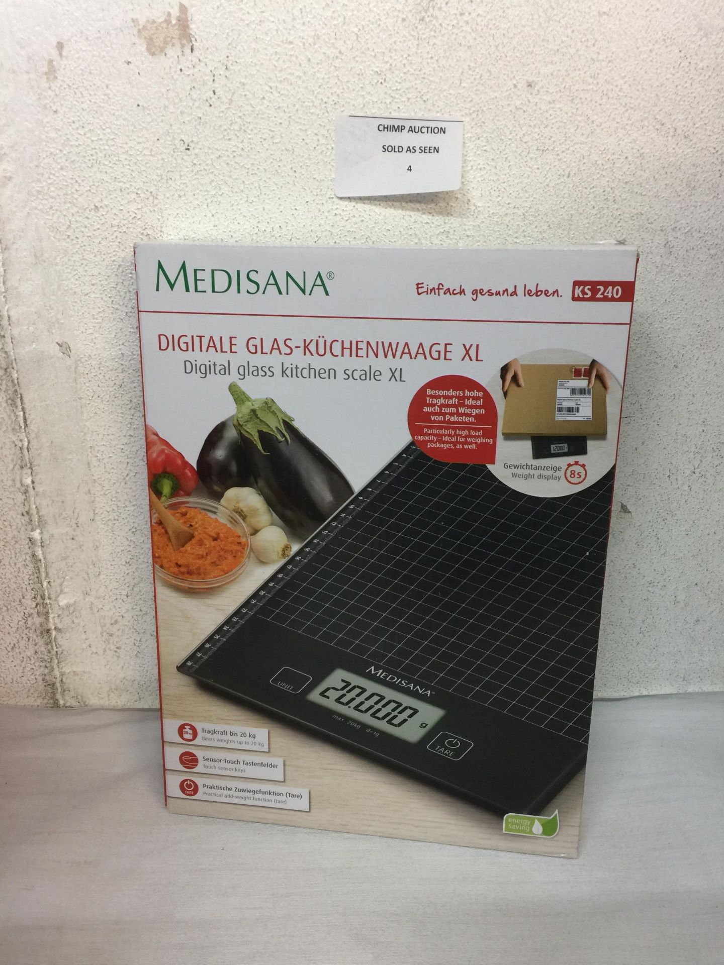BRAND NEW Medisana X-Large KS 240 Digital Glass Kitchen Scale