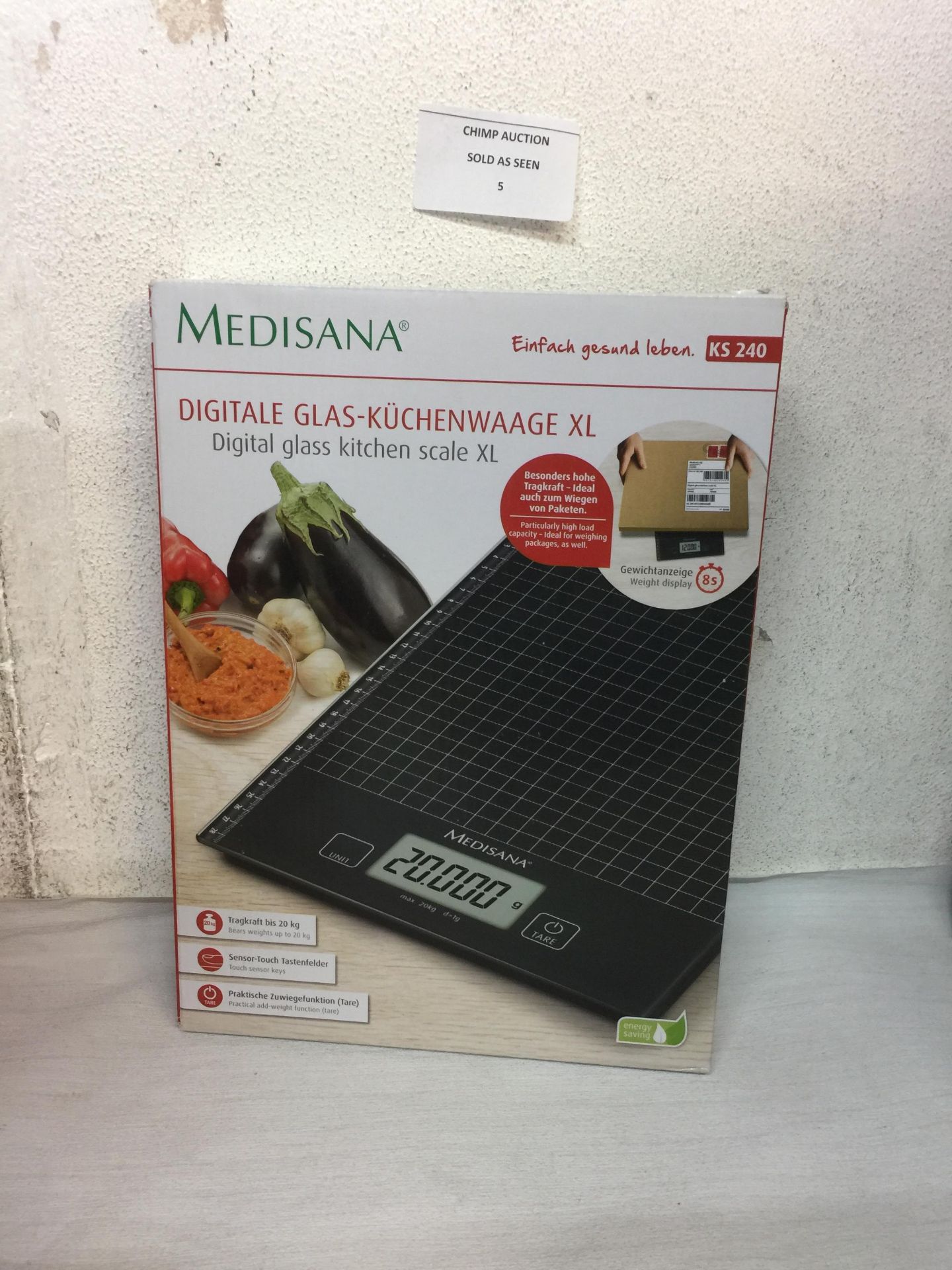 BRAND NEW Medisana X-Large KS 240 Digital Glass Kitchen Scale