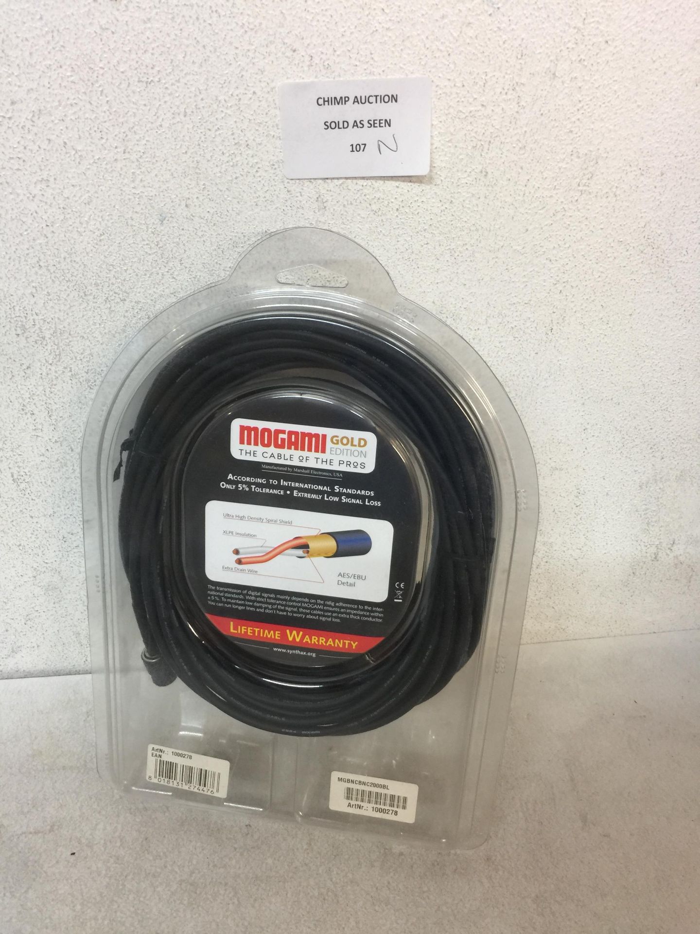 BRAND NEW MOGAMI GOLD EDITION PRO CABLE 20M