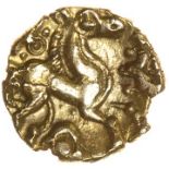 Rose Wings. c.55-45 BC. Celtic gold quarter stater. 11mm. 1.24g.