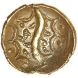 Lindsey Scyphate. Reversed-S Type. c.50-40 BC. Celtic gold quarter stater. 13mm. 1.40g.