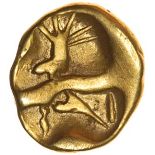 Gallo-Belgic Ca. Ambiani? c.90-80 BC. Celtic gold quarter stater. 10mm. 1.51g.