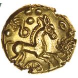 Middle Whaddon Chase. c.55-45 BC. Celtic gold stater. 16mm. 5.76g.