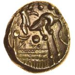 North East Coast. Three Line Type. c.60-50 BC. Celtic gold stater. 17mm. 6.06g.