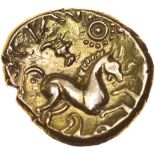 Tasciovanos Hidden Faces. c.25BC-AD10. Celtic gold stater. 15-18mm. 5.33g.