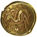 Gallic War Uniface. S and Reversed S Type. c.53-52 BC. Celtic gold stater. 17mm. 5.74g.