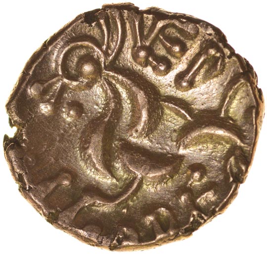 Vepo Triadic. c.AD15-40. Celtic gold stater. 19mm. 5.33g.