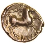 Cunobelinus Wild. c.AD8-41. Celtic gold quarter stater. 12mm. 1.33g.
