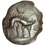 W-Forelegs Proto Boar. Rich Type 16e (this coin). c.55-45 BC. Celtic silver unit. 16mm. 1.35g.