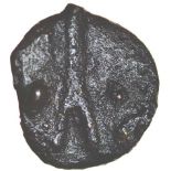 Hengistbury Fork Face. c.AD25-45? Celtic cast bronze unit. 18mm. 2.48g.