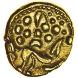 Gallo-Belgic Biface. Ambiani. c.90-80 BC. Celtic gold stater. 17mm. 6.36g.
