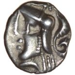 Armorican Pallas Athena. Normandy-Picardy. c.80-50 BC. Celtic silver unit. 13mm. 1.12g.