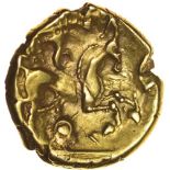 Early Whaddon Chase. Beaded Ring Type. c.55-45 BC. Celtic gold stater. 17mm. 5.76g.