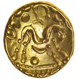 Gallic War Uniface. Crescent Arcs Type. Sills class 3b.c.56-55 BC. Celtic gold stater. 16mm. 5.72g.