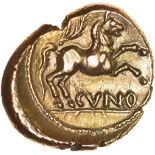 Cunobelinus Classic. Stalk Type with C-Dot and Spikes. c.AD 8-41. Gold stater. 16-18mm. 5.40g.