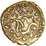 V-Type One-State Stater. c.60-50 BC. Celtic gold stater. 19mm. 5.99g.