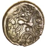 Savernake Forest. c.50-30 BC. Celtic gold stater. 17mm. 4.11g.