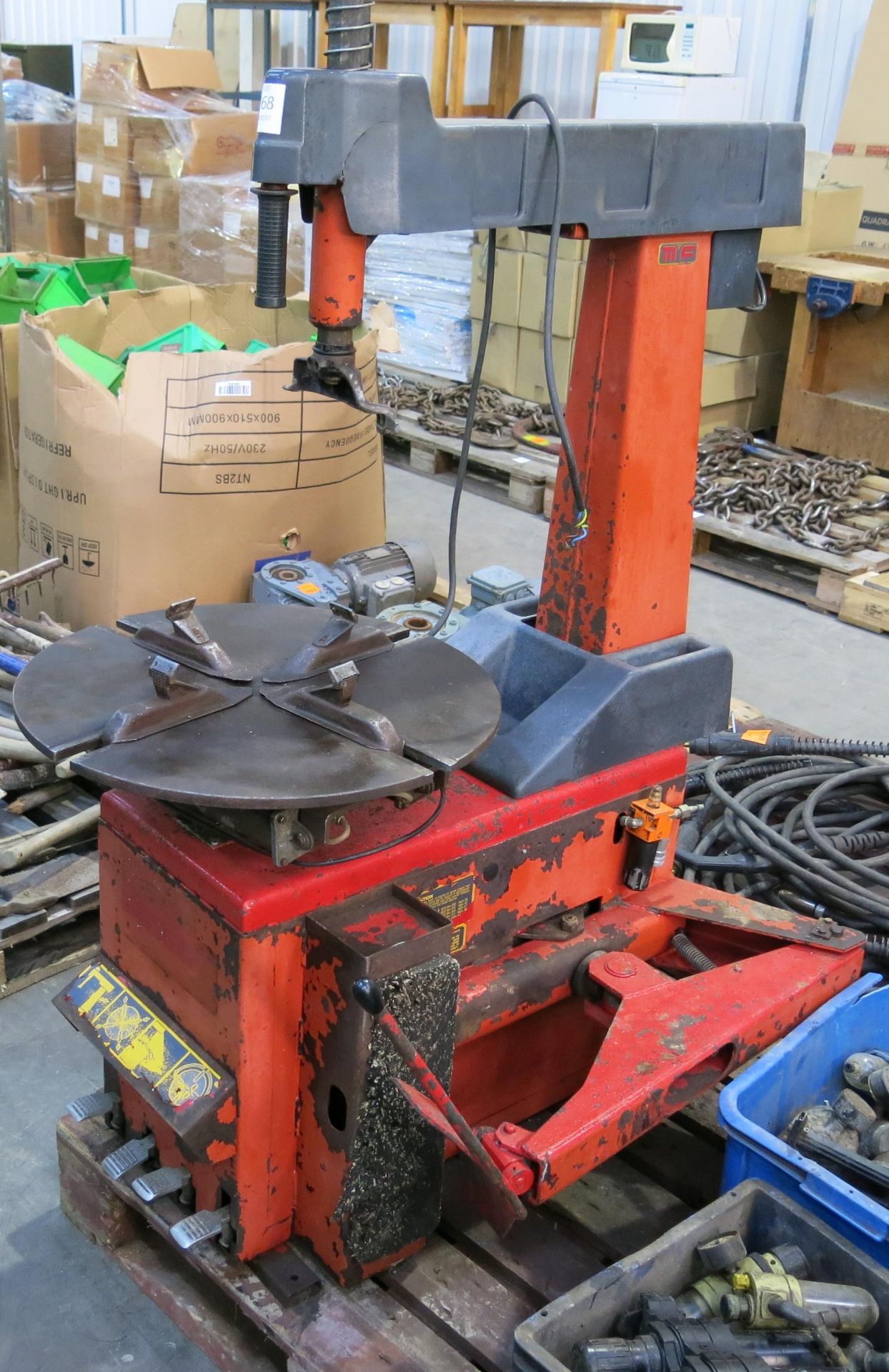 * An M&F tyre changer. Please note there is a £10 + VAT Lift Out Fee on this lot