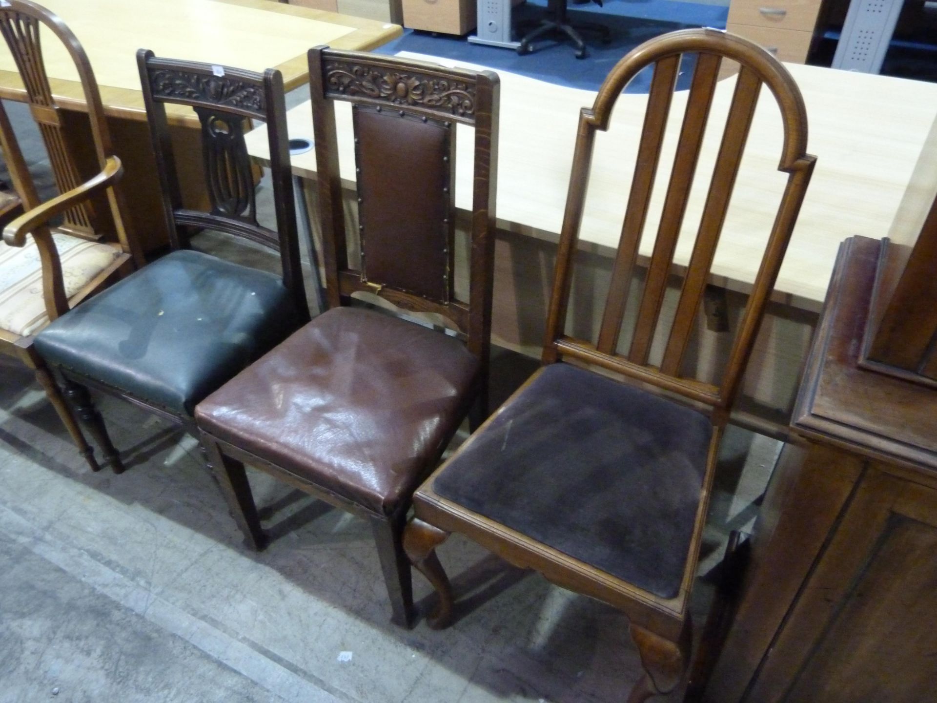 * Three assorted dining chairs, two of which feature a carved design (3) (est £20-£40)