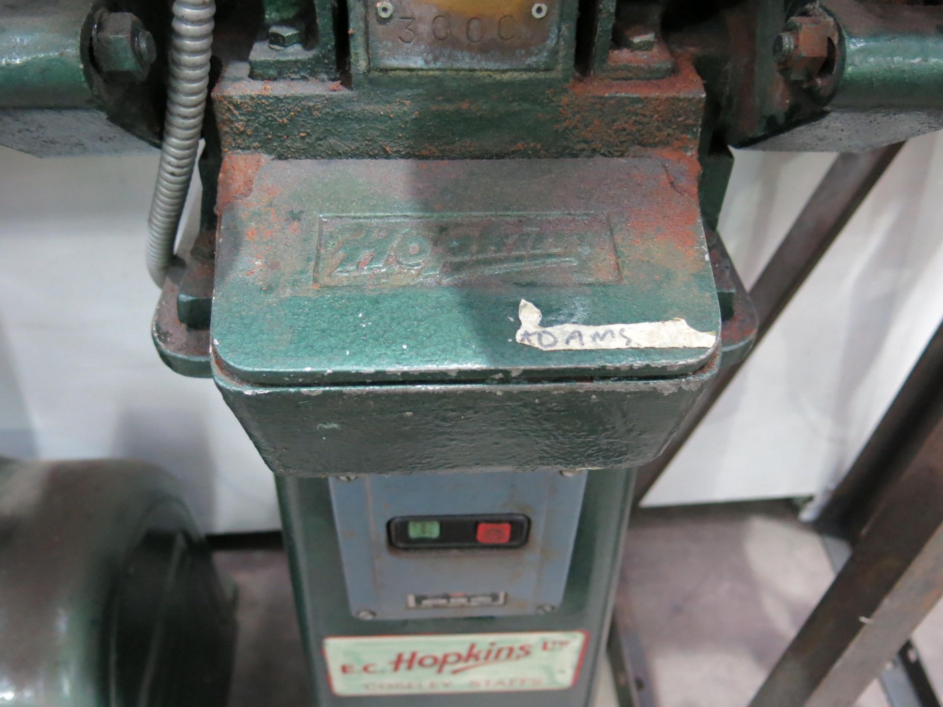 * An EC Hopkins 3PH twin head pedestal grinder s/n 7139. Please note there is a £5 + VAT Lift Out - Image 3 of 4