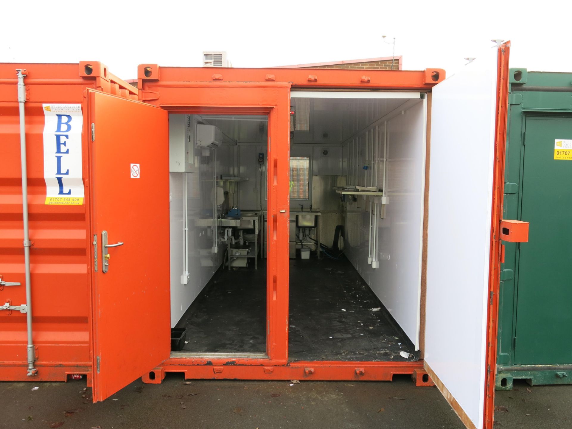 * A 20ft container fitted out with a part stainless steel kitchen consisting of 2 x stainless - Image 3 of 11