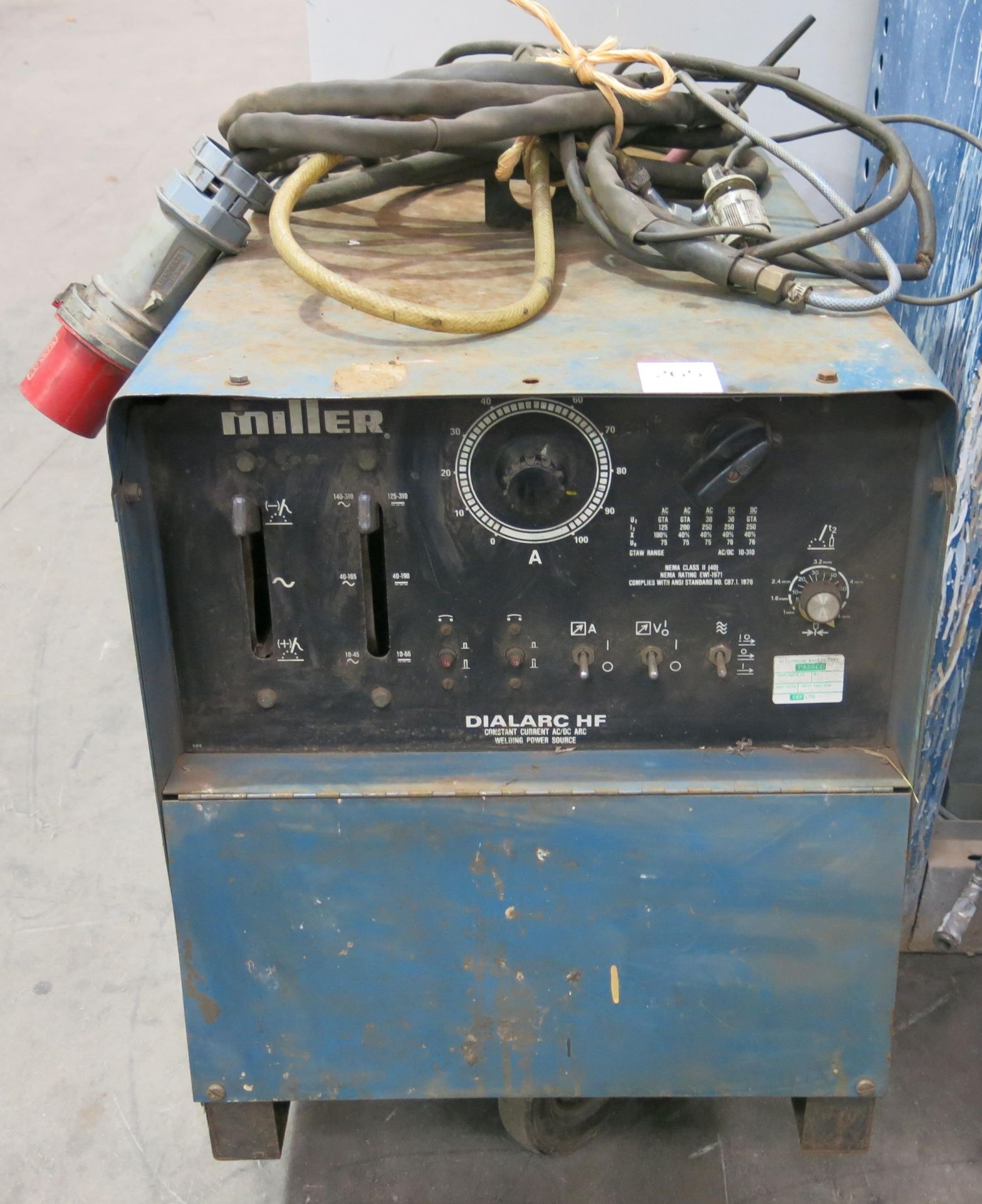 * A Miller Dialarc HF TIG Welder, 3PH. Please note there is a £5 + VAT Lift Out Fee on this lot