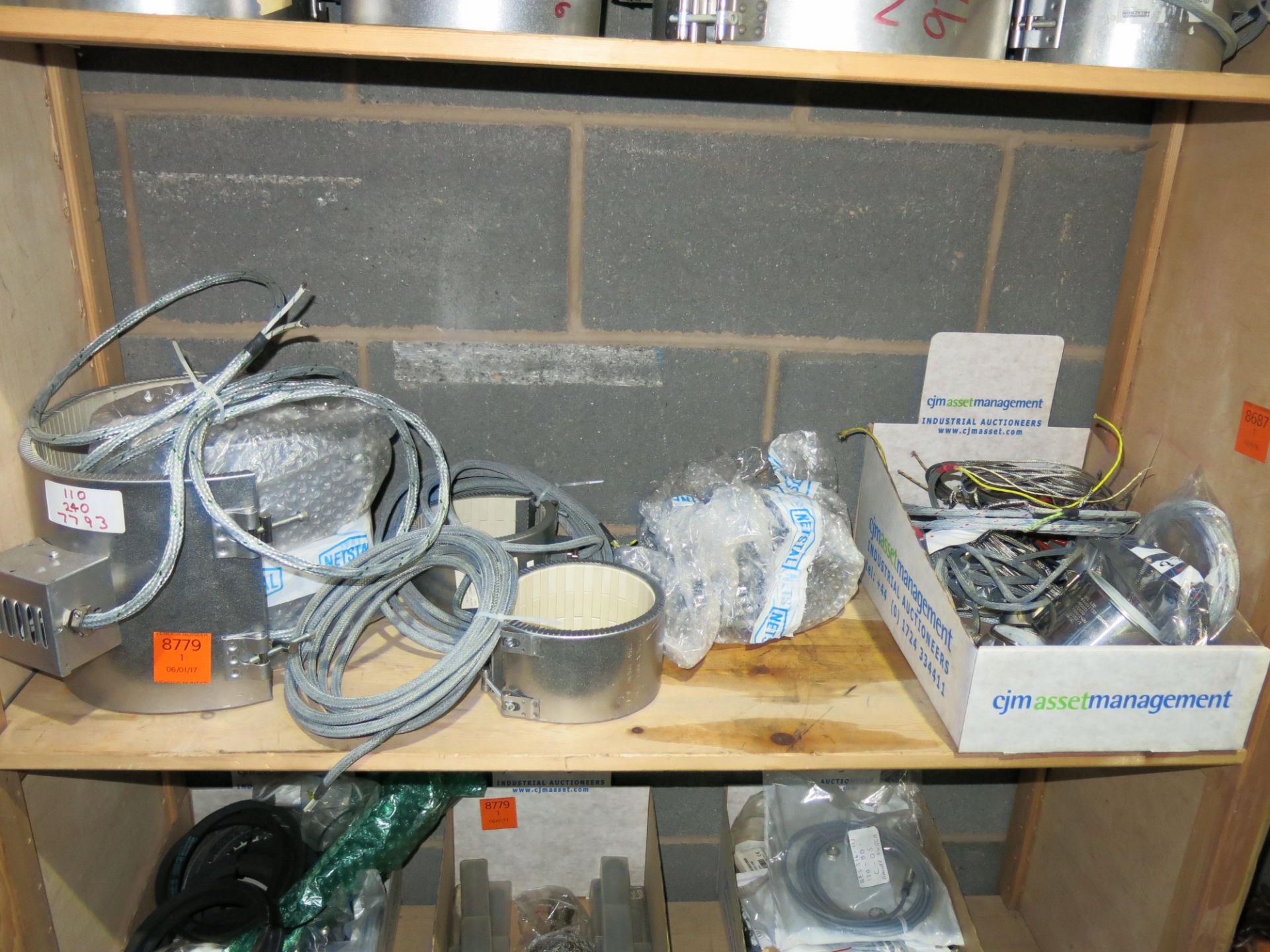 * 3 x Shelves of assorted injection moulding consumables to include heater bands, thermo couples, - Image 3 of 4