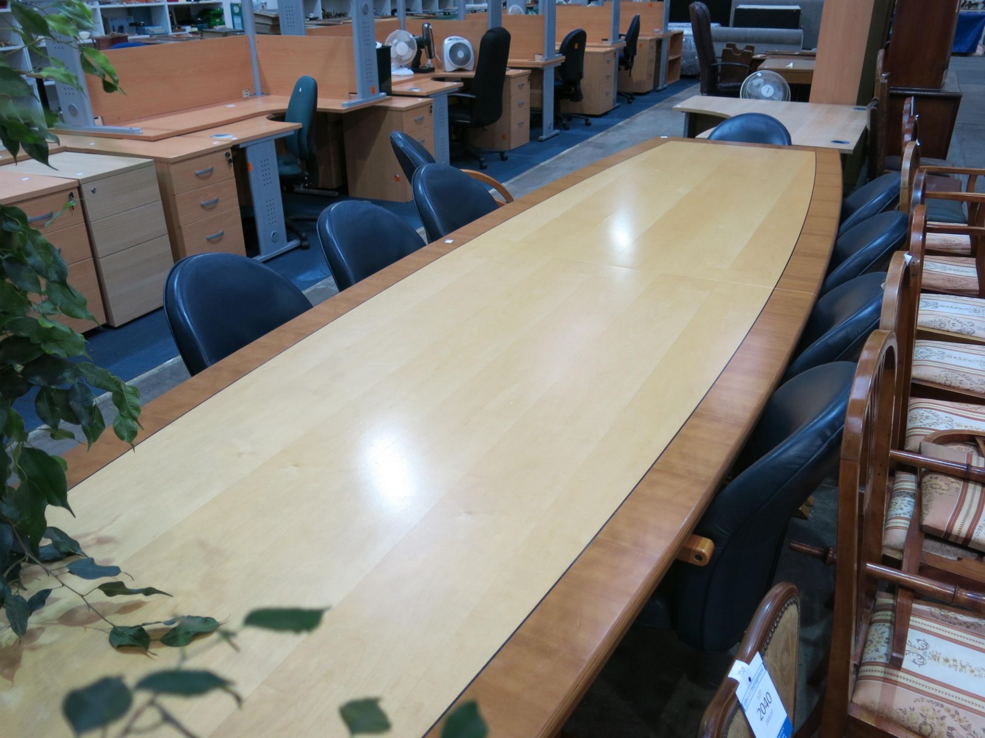 * A large board room table complete with 10 x chairs (H720mm, L4200mm, W1190mm) - Image 4 of 4