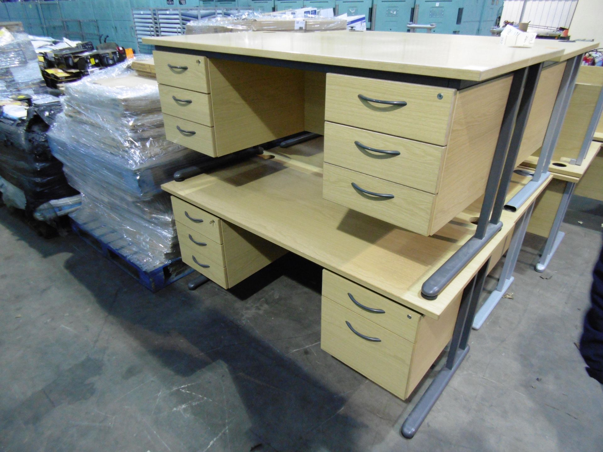 * 2 x Matching office desks, one with 3 x drawers either side, one with 3 drawers one side and one