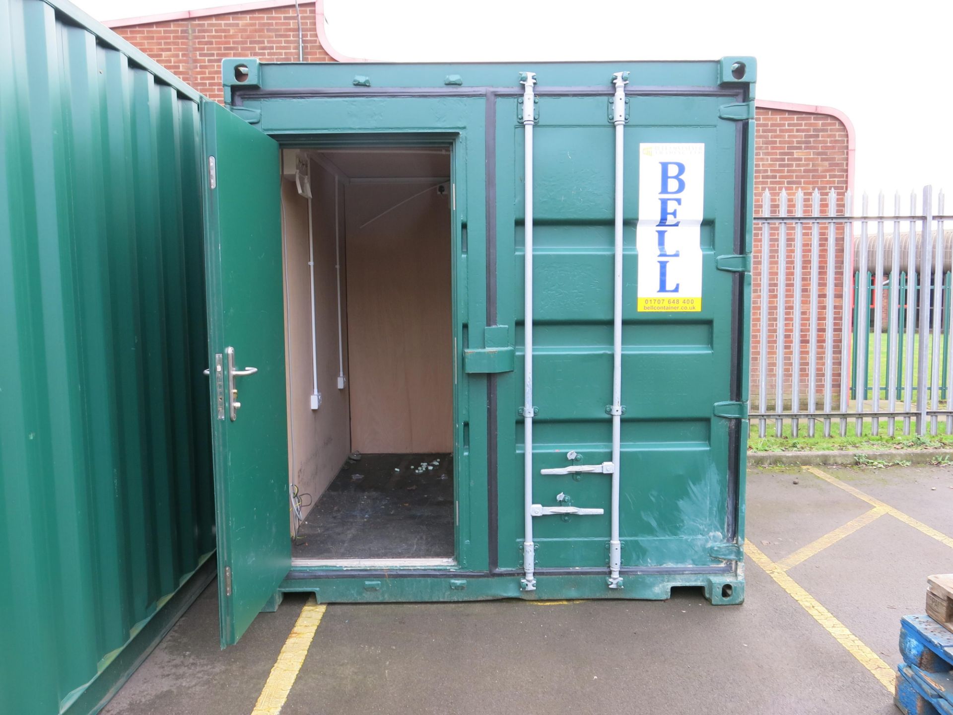 * A small 9.5ft container, boarded out with a strip light, sockets, 240V fan to the rear, 2 x - Image 2 of 8