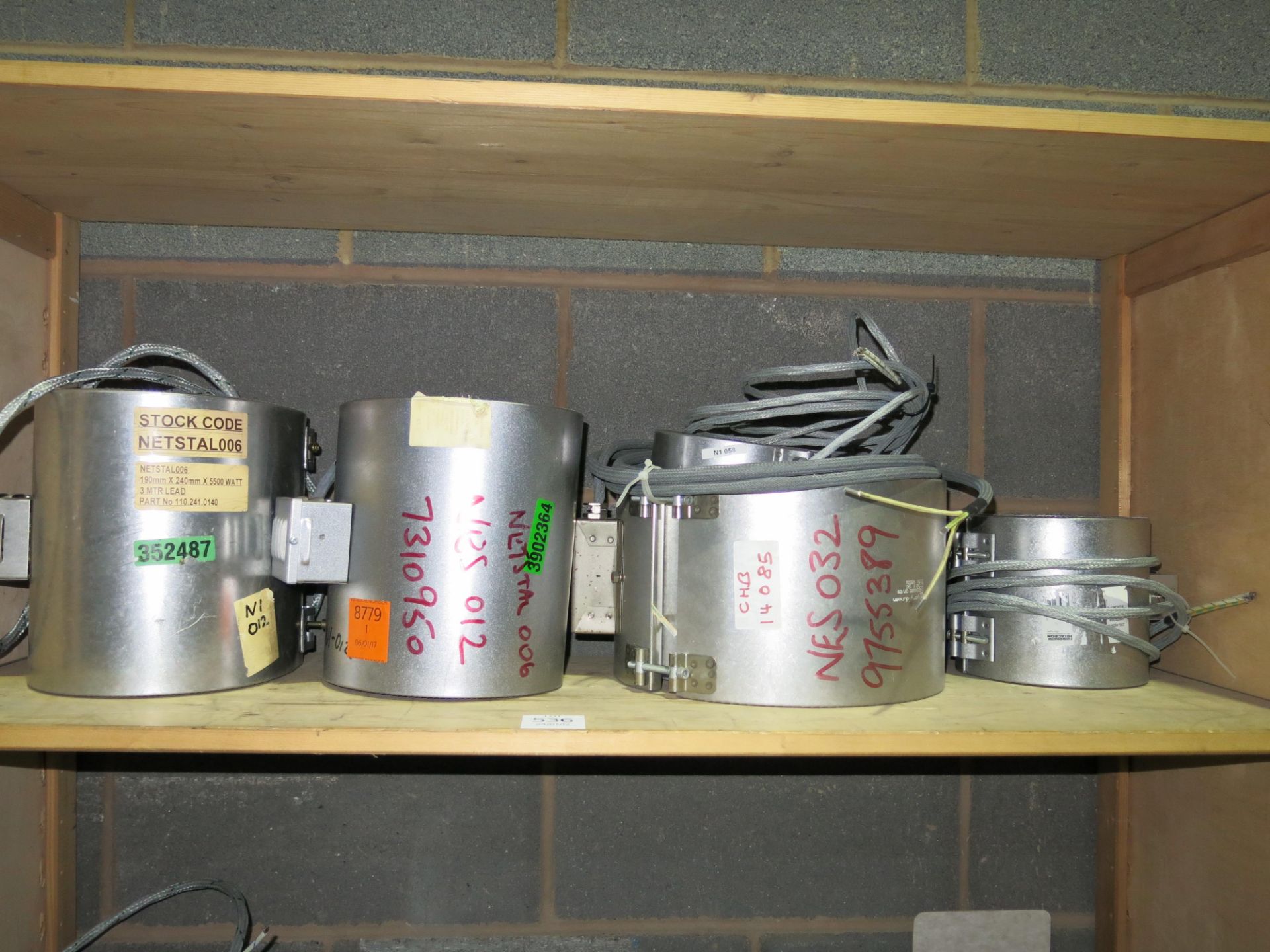 * 3 x Shelves of assorted injection moulding consumables to include heater bands, thermo couples, - Image 2 of 4