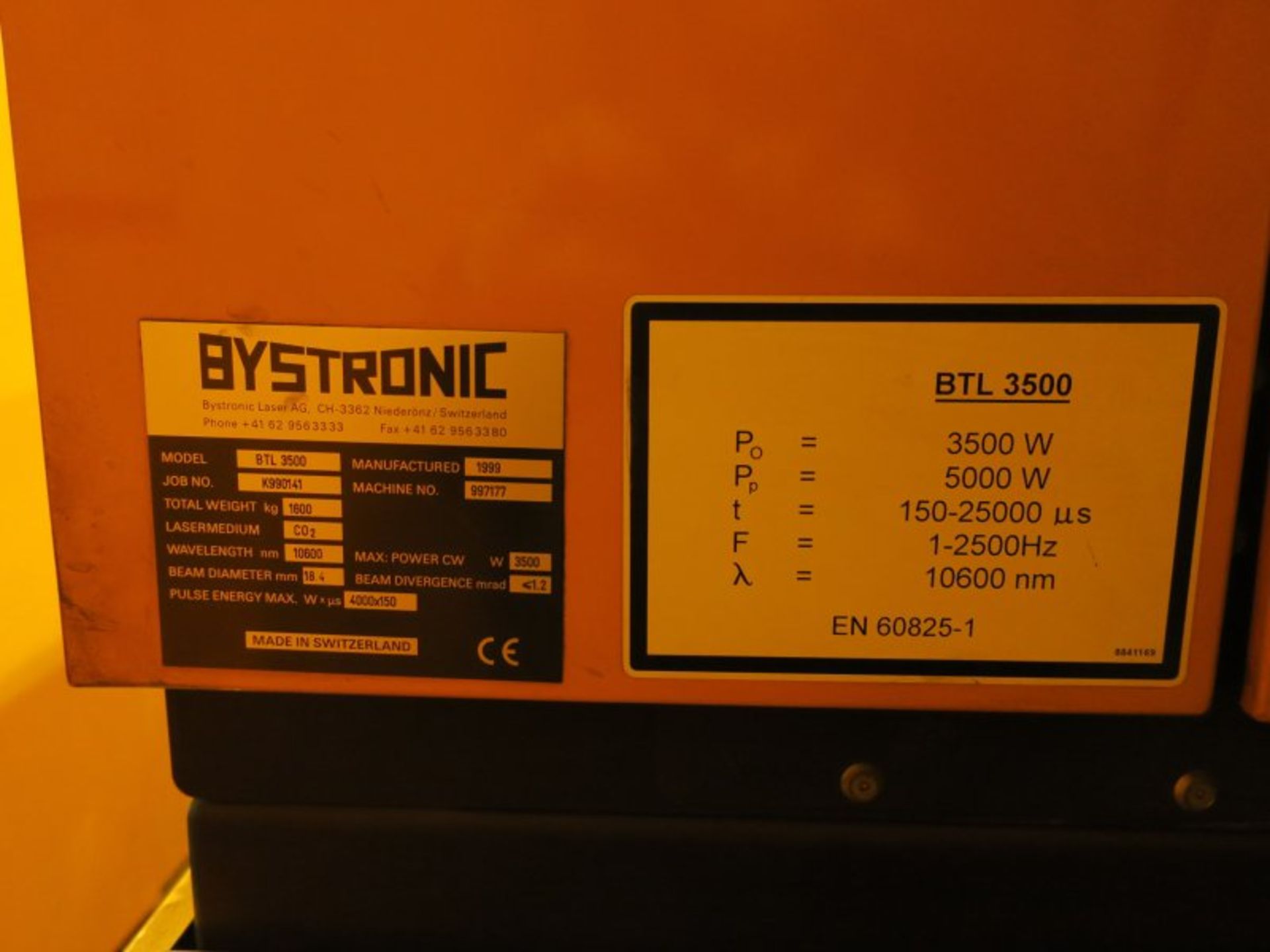 * Bystronic Bystar BTL3500 Turbo CNC 4020 Laser Cutter complete with chiller, extraction unit, - Image 11 of 24