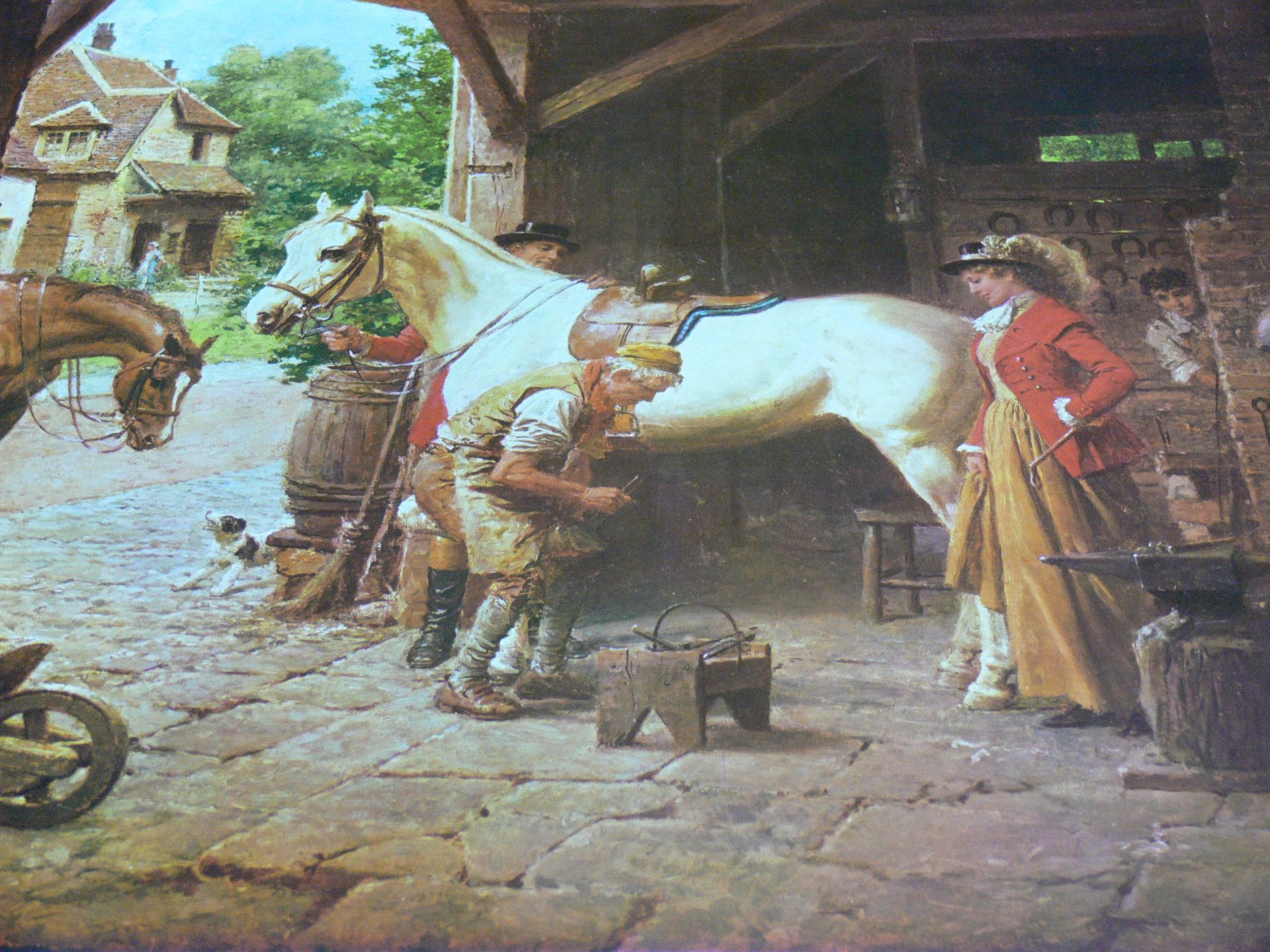 Five copies each of three coloured prints. 'The Forge' by Fortunino Matania (47cm x 56cm), 'Clearing - Image 6 of 8