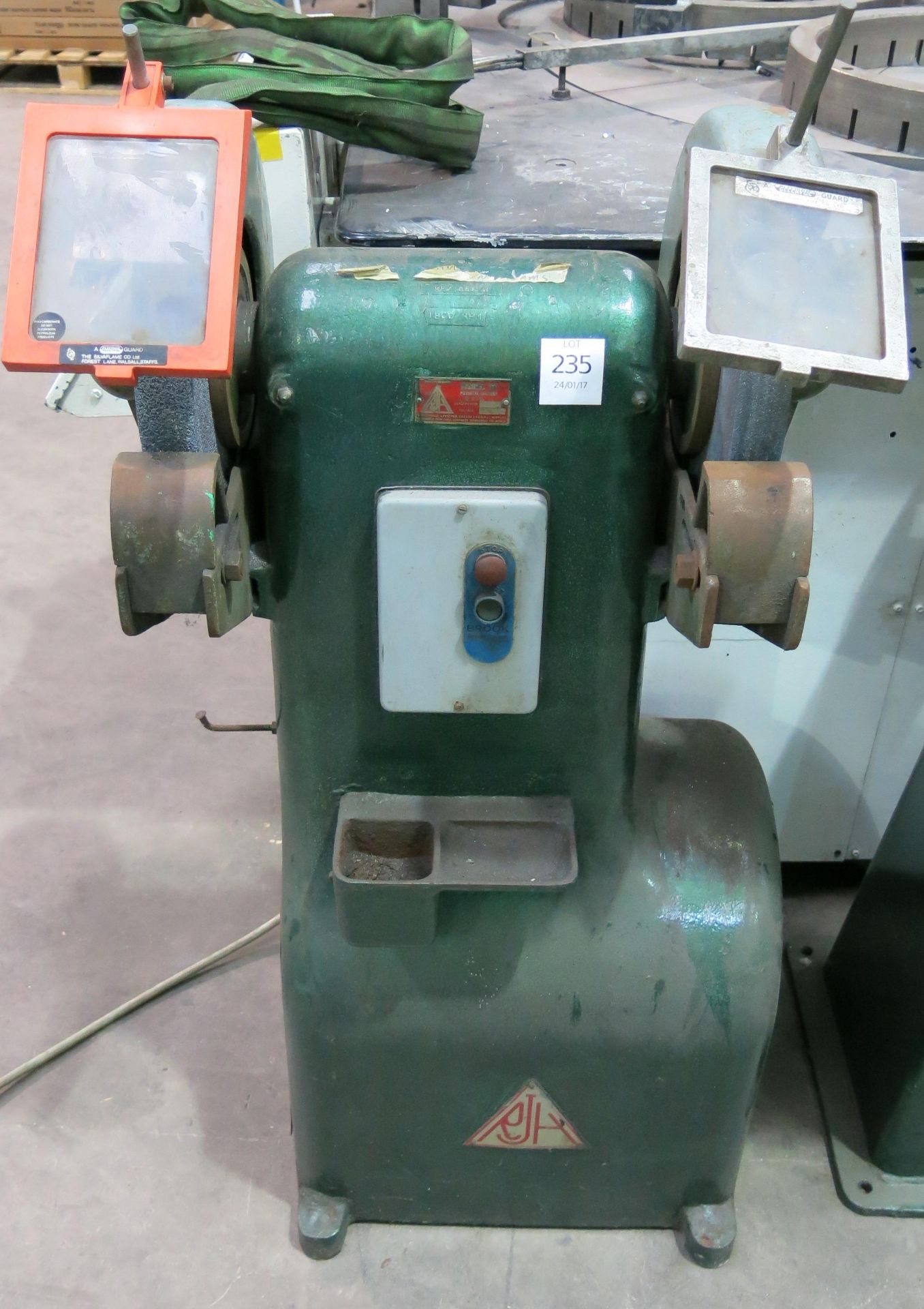 * An RJH Model M 3PH twin pedestal grinder. Please note there is a £5 + VAT Lift Out Fee on this