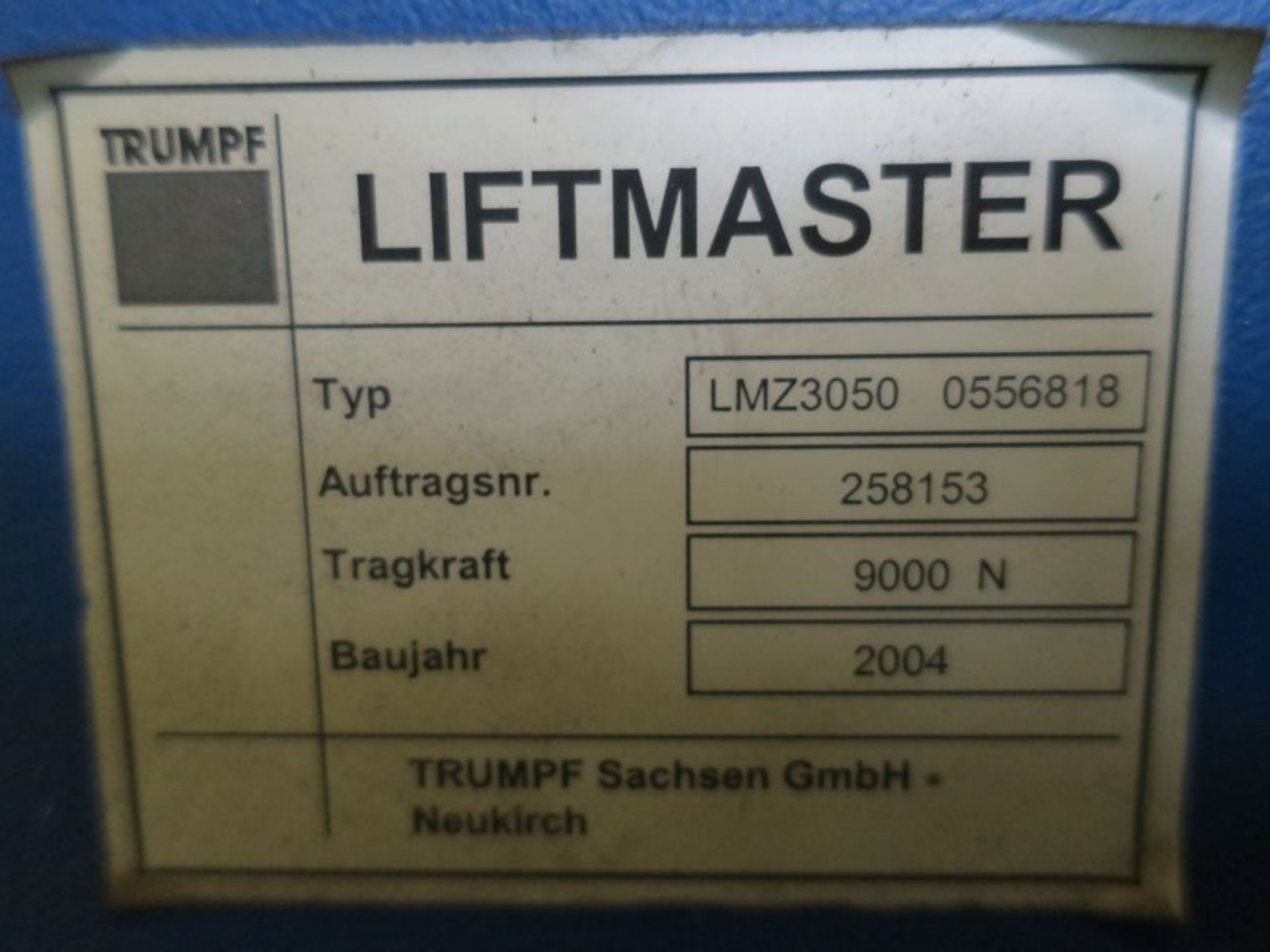 * Trumpf Loadmaster Loading Arm & Table, YOM 2004, Type LNZ3050 0556818. Please note this lot is - Bild 4 aus 5