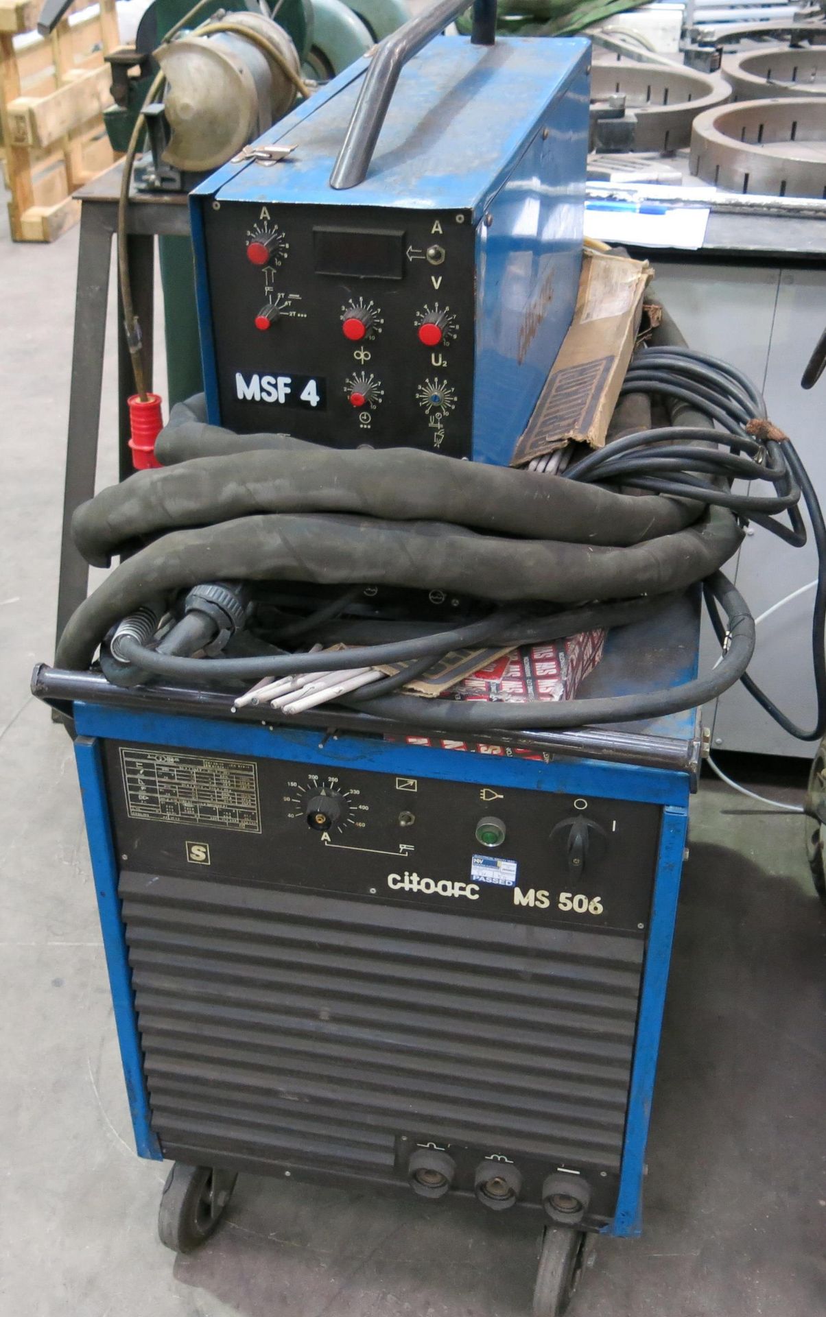 * A Citoarc 3PH MIG Welder, MS506 complete with MSF 4 wire feed. Please note there is a £5 + VAT